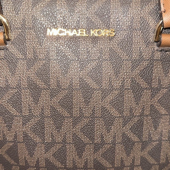 MICHAEL KORS Cindy Dome Satchel MK LOGOBROWN - Picture 6 of 16